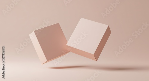 Minimalist Floating Product Box Mockup with Soft Shadows – Premium Packaging Template