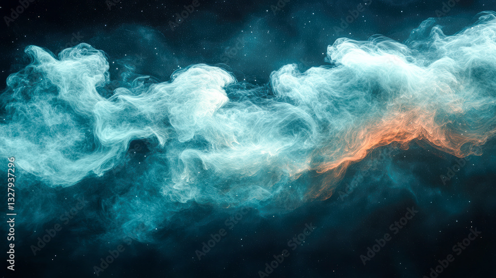 Fototapeta premium Rendered smoke swirling in space with a textured dark background and subtle color variations