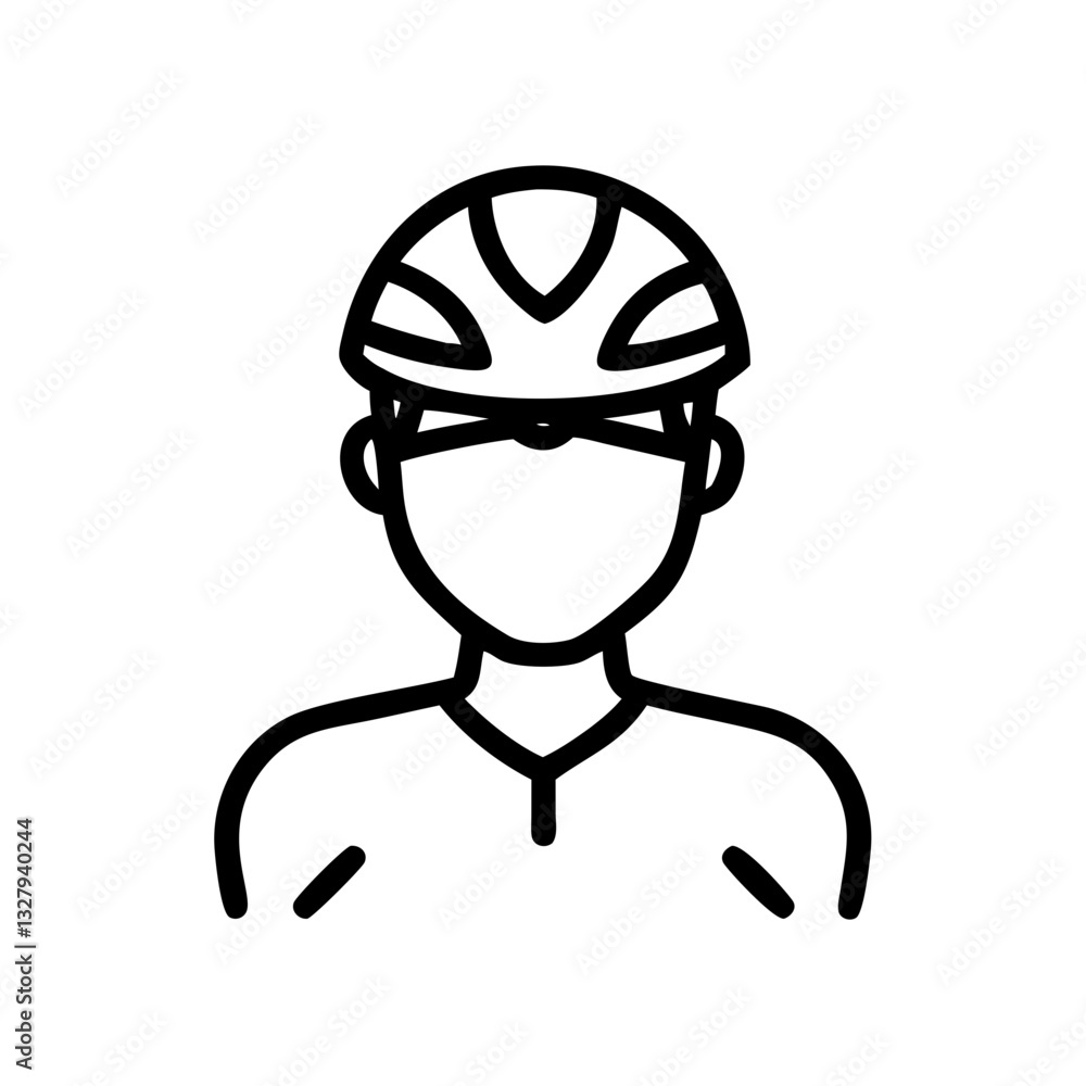 Cyclist wearing a sport helmet against a transparent background in a clean and modern design Cyclist wearing a sport helmet against a transparent background in a clean and modern design
