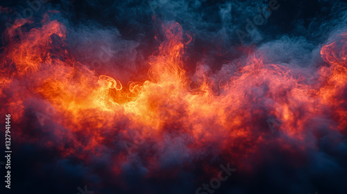 Wallpaper Mural Vibrant wisps of smoke swirl against a dark backdrop highlighting shades of orange and red Torontodigital.ca