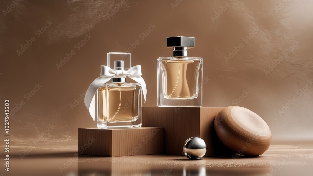 Abstract minimalist perfumes arrangement for product advertising.