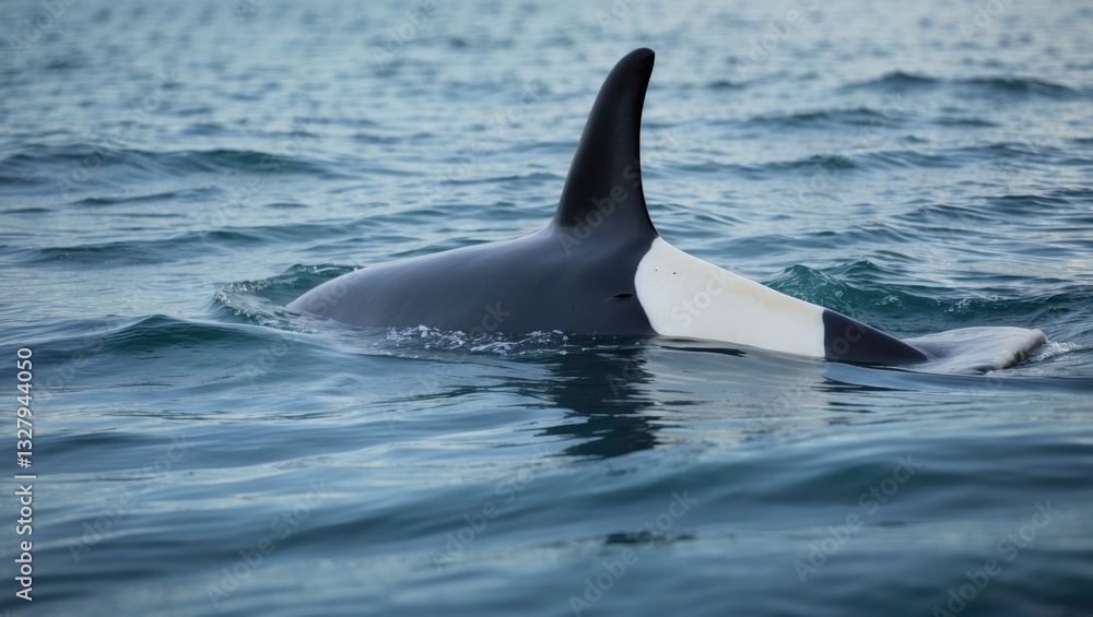 Naklejka premium A small group of pack Ice type B killer whales, shortly after having made a seal kill.