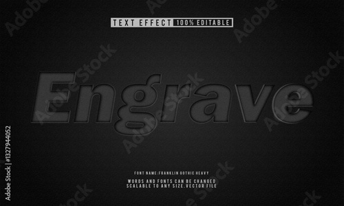 Editable engraved black leather text effect with elegant simplicity. Ideal for sophisticated branding and design projects.
