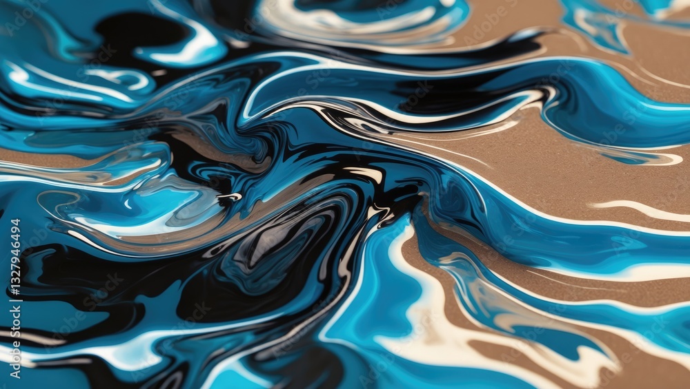 A captivating abstraction of water reflections that transform a scene into a tapestry of flowing shapes and vague forms. The altered tones of blue, black, and beige inspire a feeling of tranquility. A captivating abstraction of water reflections that transform a scene into a tapestry of flowing shapes and vague forms. The altered tones of blue, black, and beige inspire a feeling of tranquility.