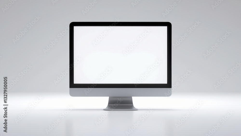 computer with empty white screen set against a white background computer with empty white screen set against a white background
