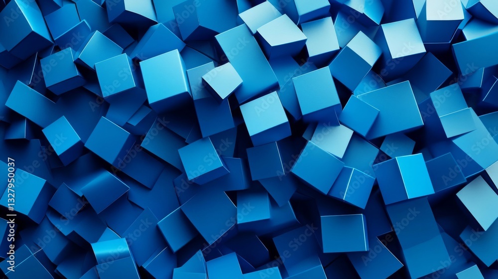 Abstract 3D Rendering of Blue Cubes Background Abstract 3D Rendering of Blue Cubes Background