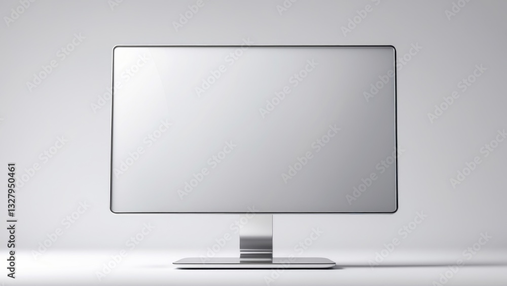 Computer monitor featuring a white blank screen. Isolated against a white backdrop. Computer monitor featuring a white blank screen. Isolated against a white backdrop.