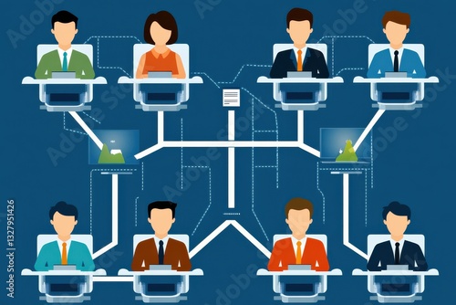 People Collaborating on Digital Network in Office Setting