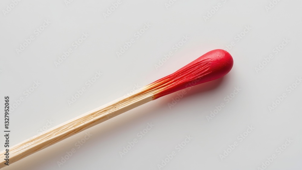Close-up view of red matchstick set against a plain background.