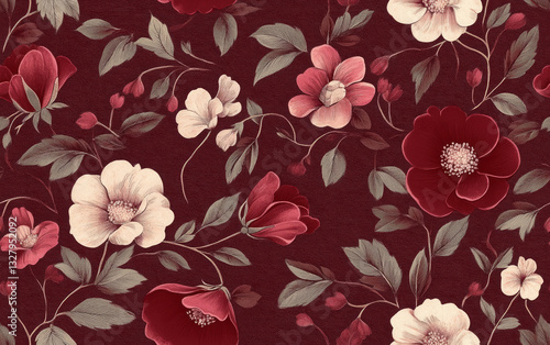 Retro style floral texture art background
