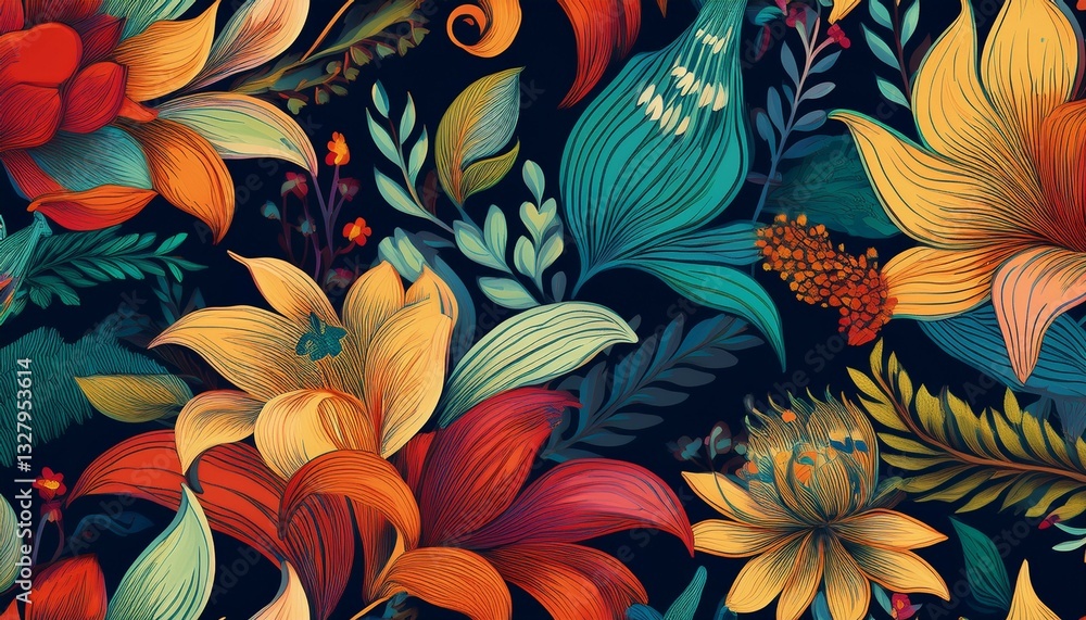 buntes botanisches nahtlosmuster colorful botanical seamless pattern buntes botanisches nahtlosmuster colorful botanical seamless pattern