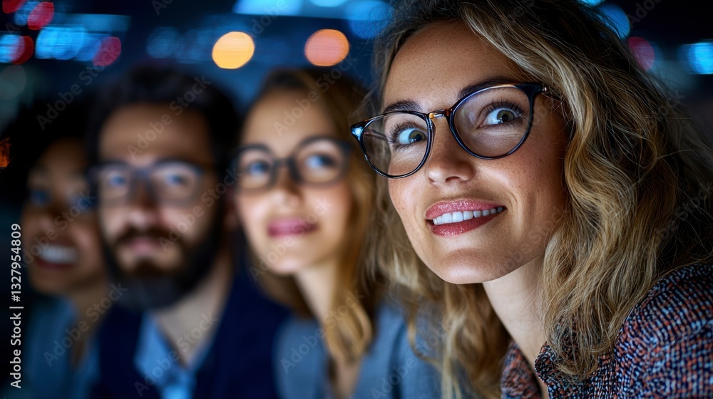 Obraz premium A team of remote employees delivers an engaging startup pitch to potential investors during a virtual conference call The diverse group, appearing professional and well-prepared, aims to secure
