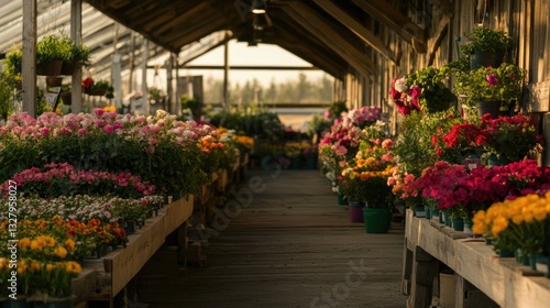 Wallpaper Mural A flower auction house with rows of fresh-cut flowers ready for bidding. Torontodigital.ca