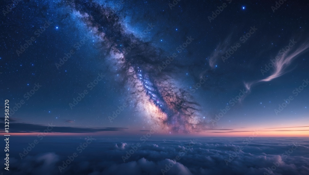 Milky Way galaxy adorned with stars and the universe backdrop in space. Milky Way galaxy adorned with stars and the universe backdrop in space.