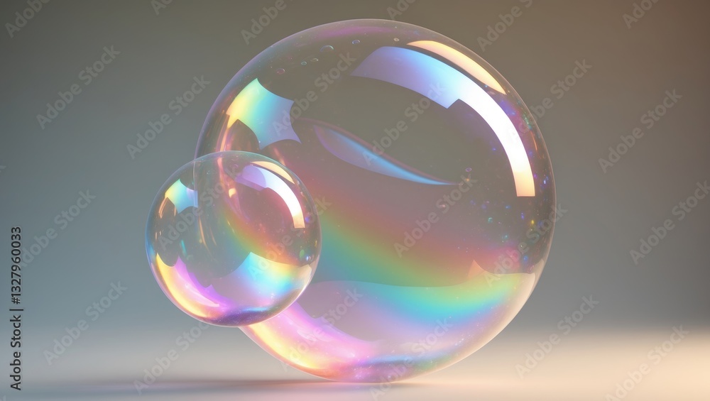 Two soap bubbles have combined into an abstract shape. It resembles an alien spaceship. Two soap bubbles have combined into an abstract shape. It resembles an alien spaceship.