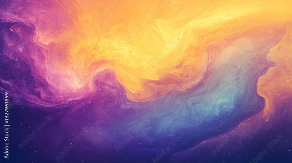 Obraz premium Abstract Cosmic Nebula Background With Swirling Purple Blue Orange And Yellow Colors