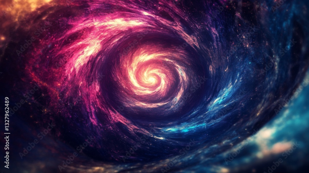 Obraz premium Vibrant Pink Purple Blue Spiral Galaxy Cosmic Background
