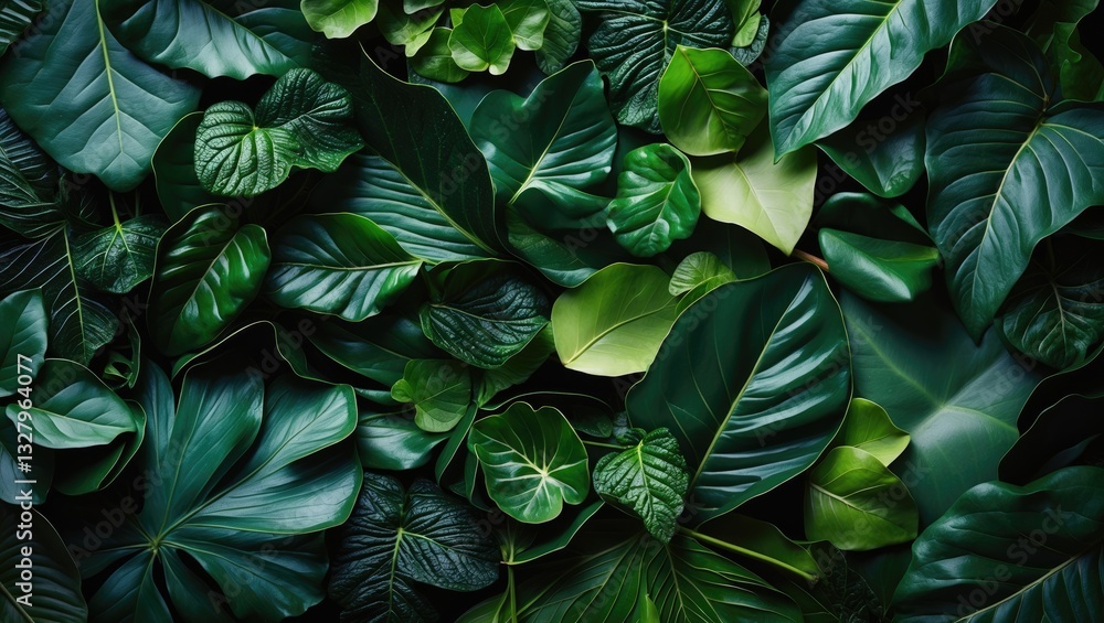 custom made wallpaper toronto digitalCreative arrangement featuring green leaves. Flat lay. Nature theme.