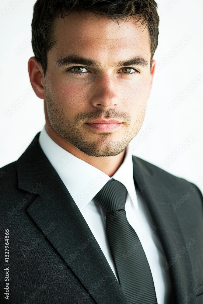Confident Businessman in Sharp Suit and Tie Confident Businessman in Sharp Suit and Tie