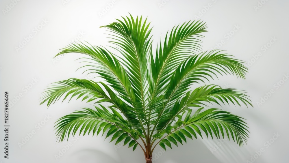 Tropical green palm leaf, floral pattern of jungle leaves isolated against a white background. Tropical green palm leaf, floral pattern of jungle leaves isolated against a white background.