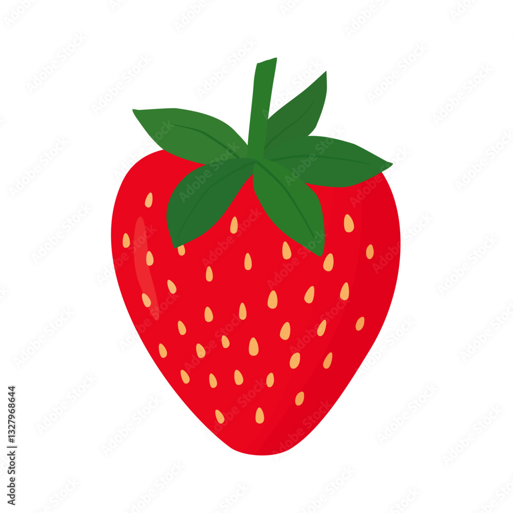 Obraz premium Strawberry. Red strawberry berry isolated on white background. Vector color illustration. For printing and design.