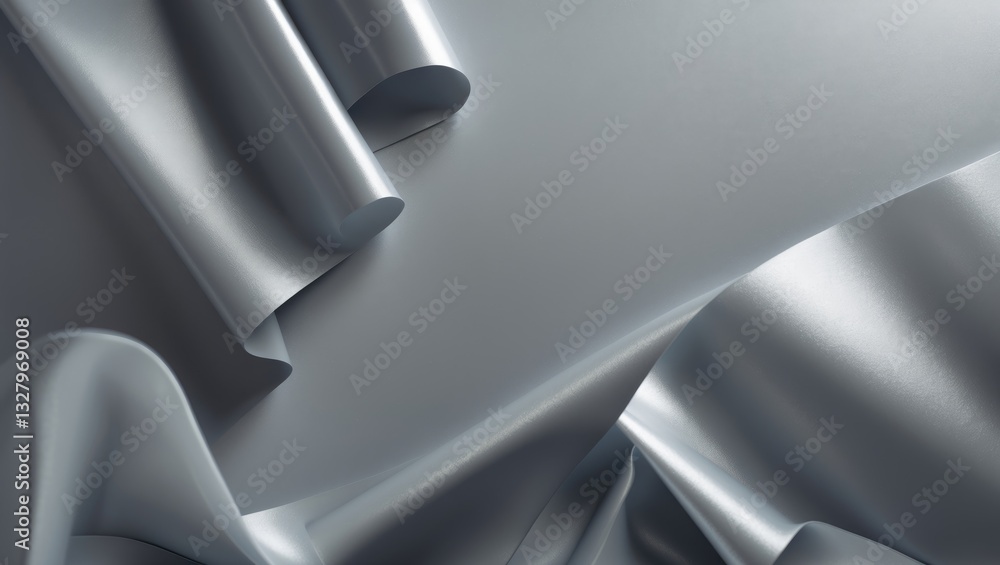 Naklejka premium Pewter gray paper backdrop with overlapping layers and a shiny, glossy finish. Subtle neutral shades and a smooth, grainy texture create a refined, elegant, and shimmering design.