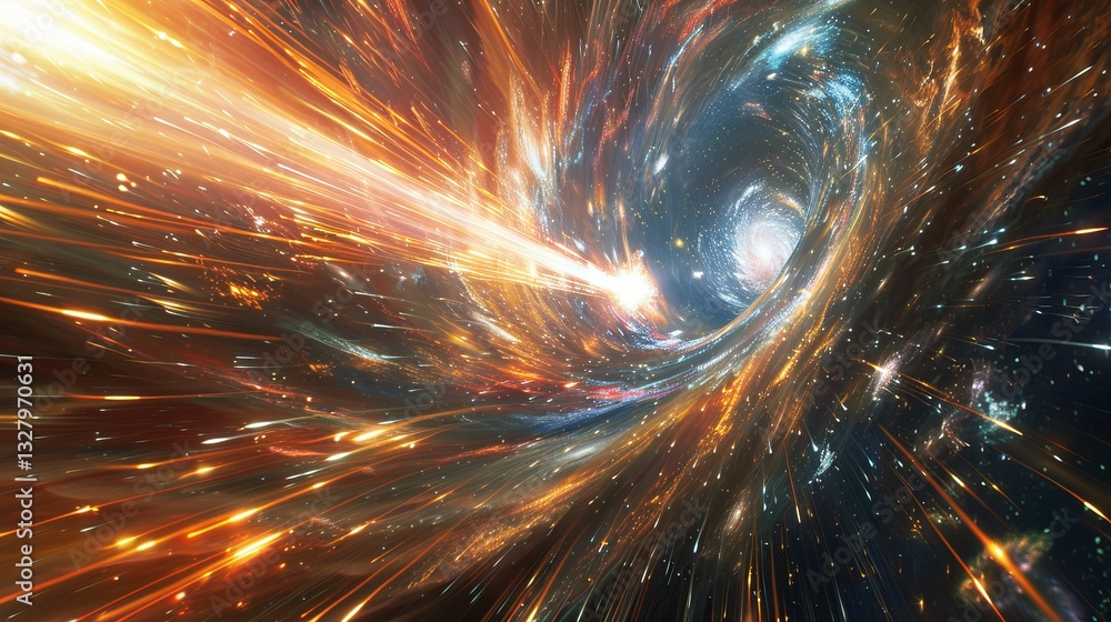 Vibrant cosmic vortex with luminous stars and swirling colors, creating an awe-inspiring journey through space. Vibrant cosmic vortex with luminous stars and swirling colors, creating an awe-inspiring journey through space.