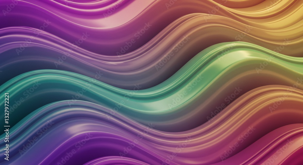 Abstract holographic waves with an iridescent color gradient Abstract holographic waves with an iridescent color gradient