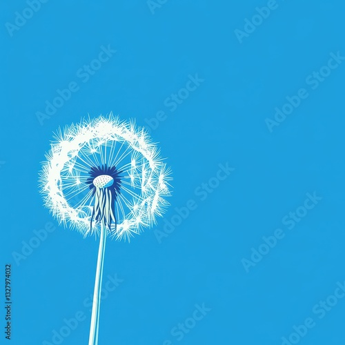 Wallpaper Mural A single dandelion clock against a vivid bright blue background Torontodigital.ca