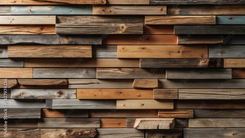 Reclaimed timber for a contemporary appearance. Layered wood plank wall decoration. Reclaimed timber for a contemporary appearance. Layered wood plank wall decoration.