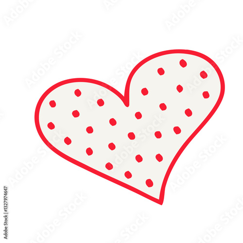 red heart with dots on white background