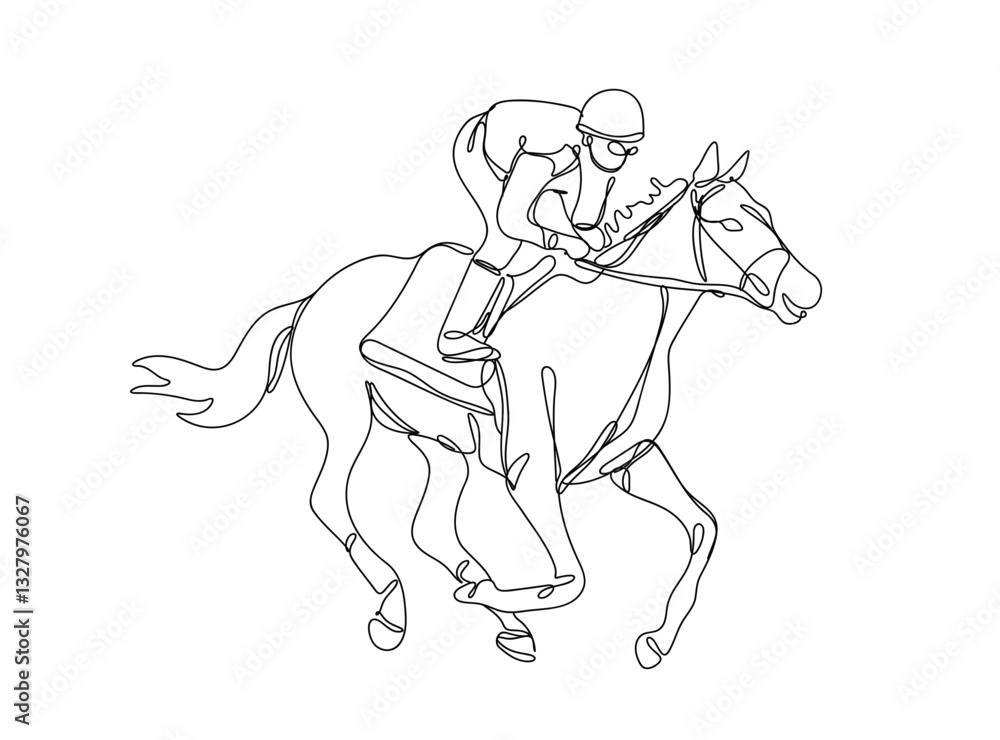 Obraz premium Horse racing , line drawing, vector illustration
