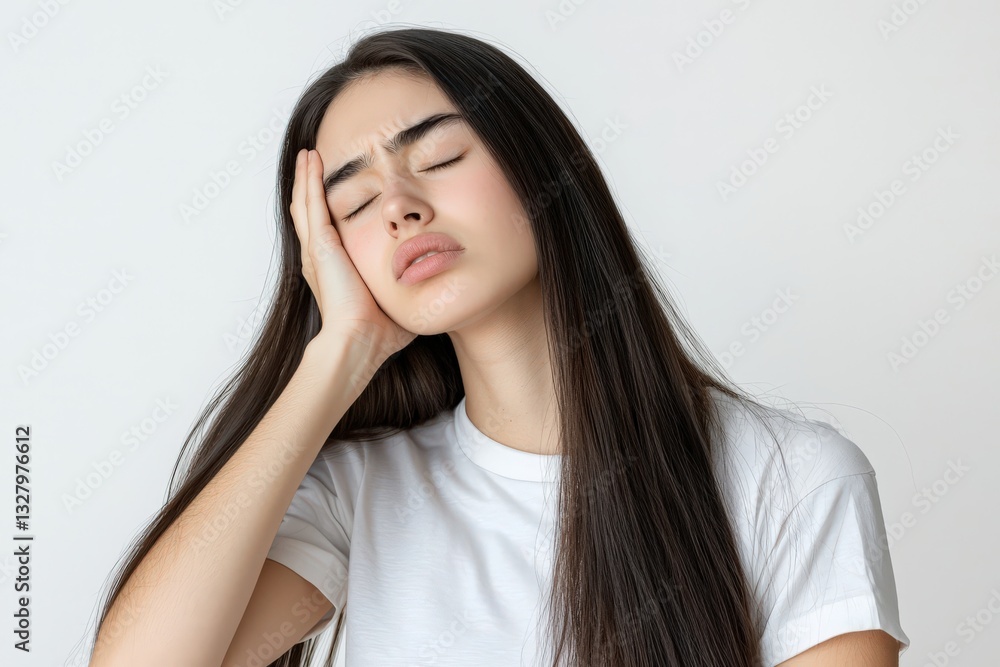 Tired Young Woman Holding Her Head Tired Young Woman Holding Her Head