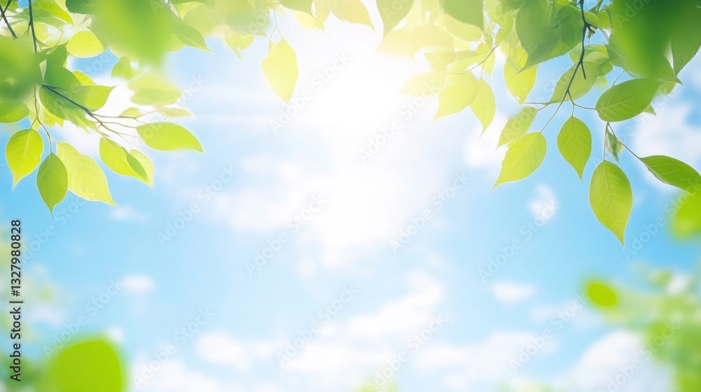 Sunlight shines brightly, illuminating fresh green leaves against a clear blue sky during a peaceful afternoon in nature Sunlight shines brightly, illuminating fresh green leaves against a clear blue sky during a peaceful afternoon in nature