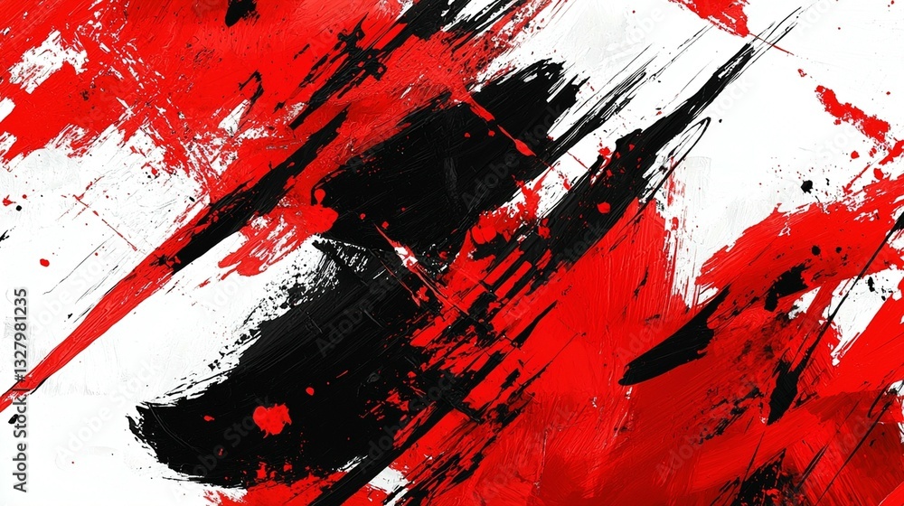 Abstract red and black paint strokes on white background. Abstract red and black paint strokes on white background.