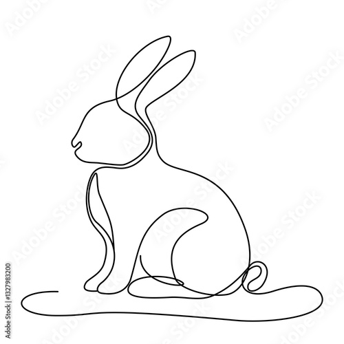 Minimalistyczny królik rysowany odręcznie jedną linią. Sylwetka uroczego zająca w prostym stylu. Ilustracja wektorowa.