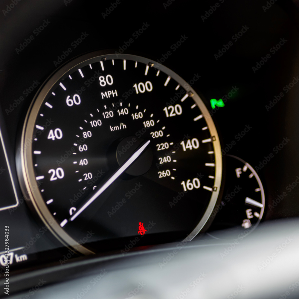 Inside the car.Speedometer and tachometer of the car.Dashboard, inner workings of a car. Inside the car.Speedometer and tachometer of the car.Dashboard, inner workings of a car.