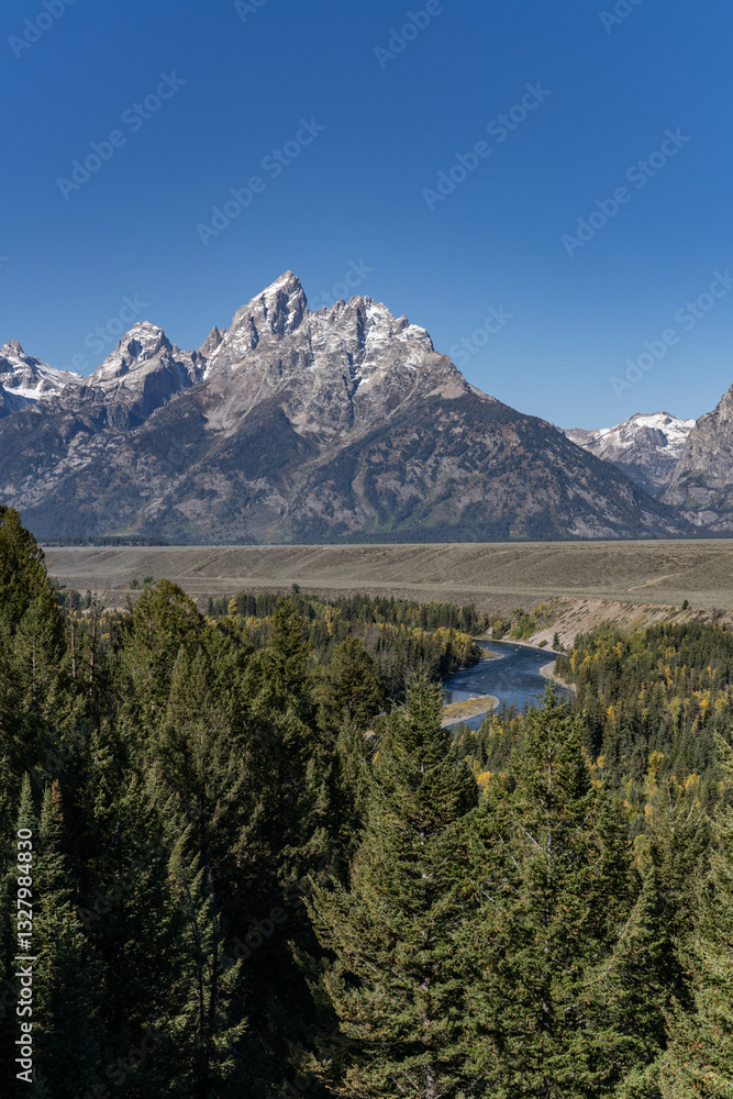 Obraz premium Snake River Overlook, Wyoming. Grand Teton National Park. Teton Range 