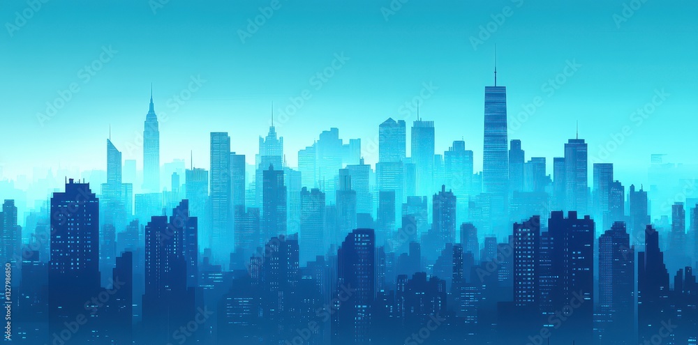 Fototapeta premium A stylized and monochromatic depiction of a metropolitan cityscape