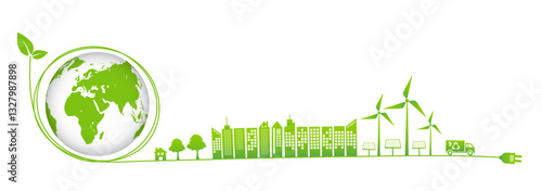 World environment day, Sustainability development, Ecology, Eco friendly and Green technology and Industries Business concept