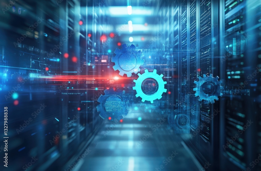 A digital illustration of gears and cogs in motion, representing the complex system behind cloud security technology Generative AI A digital illustration of gears and cogs in motion, representing the complex system behind cloud security technology Generative AI