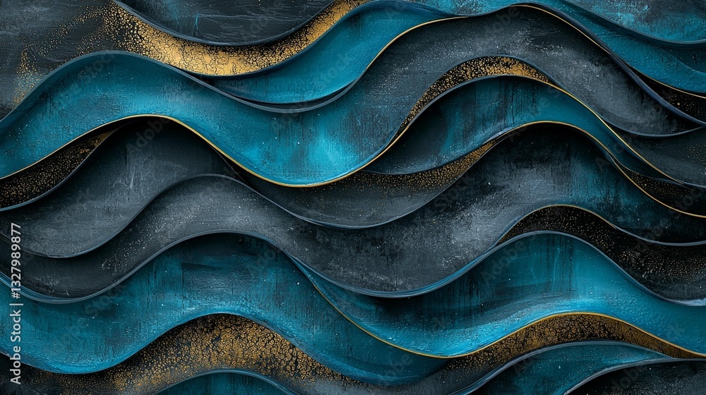 Abstract teal and gold wavy pattern. Abstract teal and gold wavy pattern.