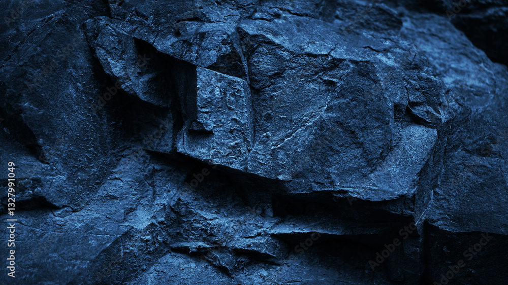 Black dark blue stone rock granite background. Mountain surface texture. Close-up. For design.