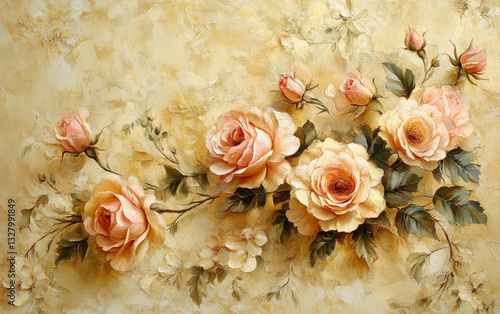 Retro style floral texture art background
