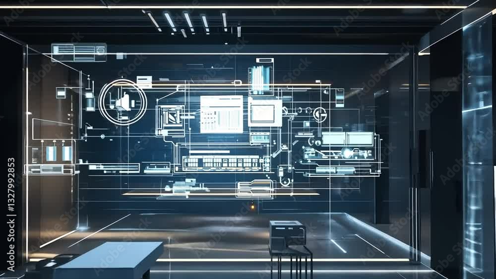 Futuristic Tech Control Room: Digital Interface and Modern Design Futuristic Tech Control Room: Digital Interface and Modern Design