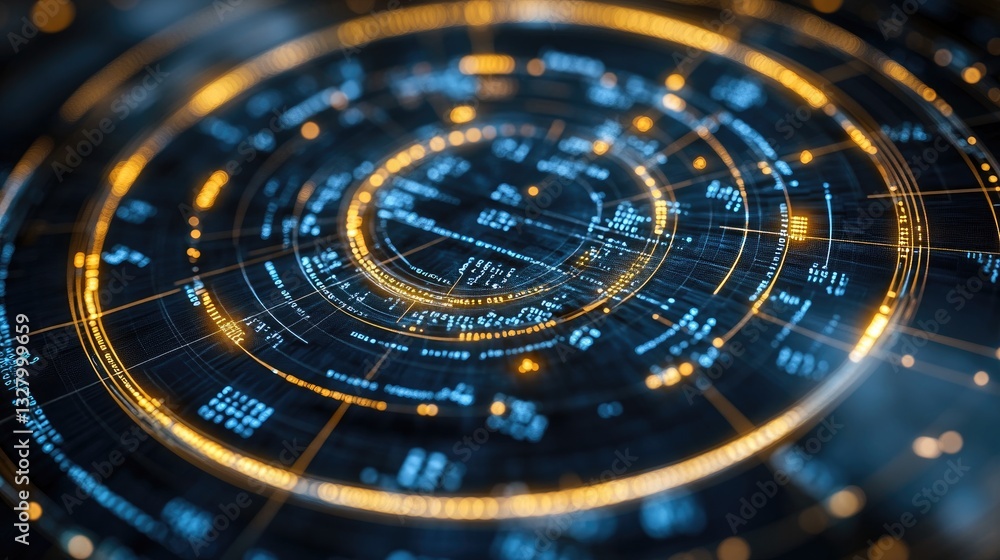 Futuristic digital interface concentric circles Futuristic digital interface concentric circles