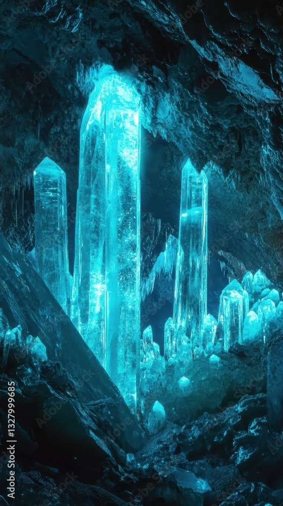 Obraz premium A captivating image of a glowing crystal cave interior