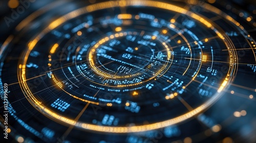 Wallpaper Mural Futuristic digital interface concentric circles Torontodigital.ca