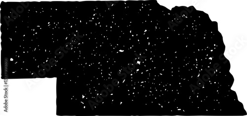 Nebraska State Map Vintage Black