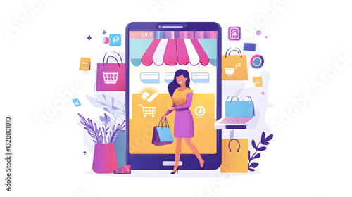 Professional Digital Marketing E-commerce Buyer Flat Character Illustration for Business Websites and Presentations